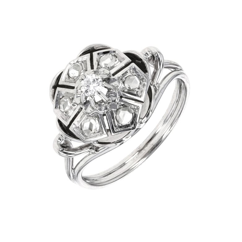 Acheter Bague vintage diamants 0.08 carat or blanc 4.56g Comme neuf - 1200,00 € Bague vintage diamants 0.08 carat or blanc 4.56g Comme neuf - reconditionné disponible sur Gemme Les Bijoux